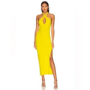 Lovers + Friends x Revolve Tyra Halter Cutout Maxi Dress | NWT | Lemon | Sz M